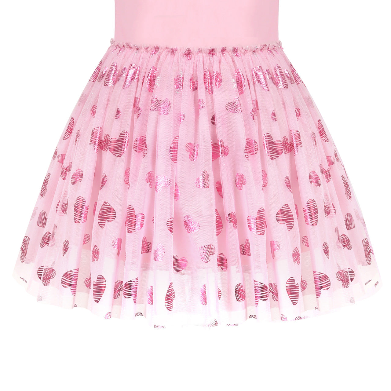 Girls Dress Pink Big Eye Shiny Heart Valentine V-day Short Sleeve Size 4-8 Years