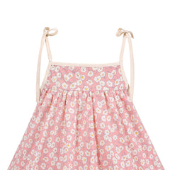Girls Dress Spring Pink Spaghetti Suspender Floral Ruffle Sleeveless Size 4-8 Years