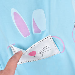Girls Dress Easter Blue Stripe Tee Bunny Pocket Long Sleeve Size 4-8 Years