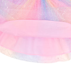 Girls Dress Sequin Stripe Ruffle Fairy Rainbow Colorful Long Sleeve Size 3-8 Years