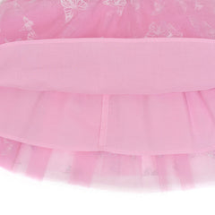 Girls Dress Easter 3D Bunny Shiny Butterfly Pink Ruffle Waist Long Sleeve Size 3-7 Years
