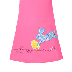 Girls Dress Embroidery Happy Easter Egg Rabbit Applique Stripe Long Sleeve Size 3-8 Years