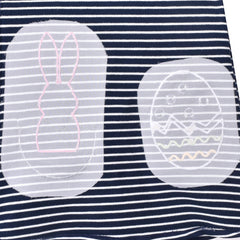 Girls Dress Easter Bunny Crack Egg Navy Blue White Stripe Pom Pom Size 3-7 Years