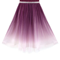 Girls Dress Flower Lace Top Burgundy Gradient Skirt Sleeveless Size 6-14 Years