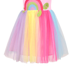 Girls Dress Shiny Rainbow Sea Turtle Tulle Skirt Long Sleeve Size 3-7 Years
