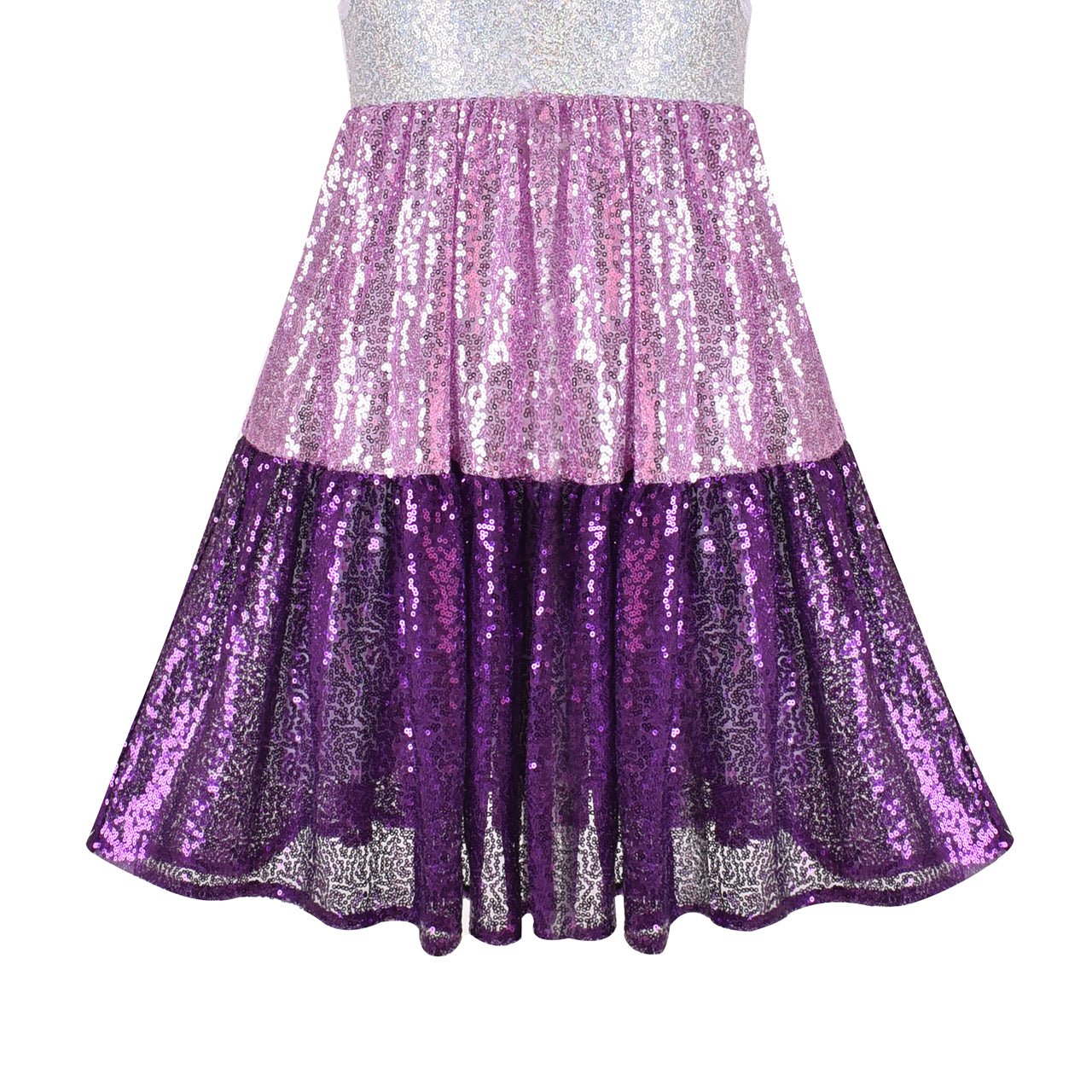 Girls Dress Shiny Glitter Sequin Color Block Sleeveless Size 4-10 Years