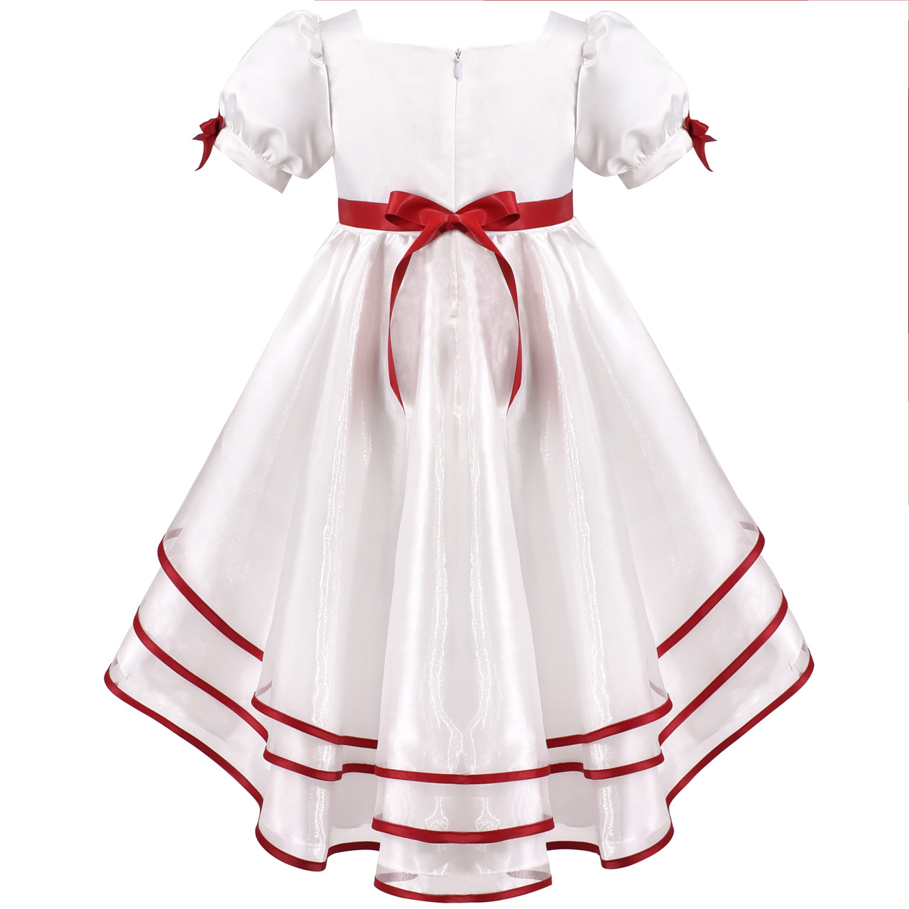 Girls Dress Halloween Square Collar Layer Skirt Puff Short Sleeve Size 4-14 Years