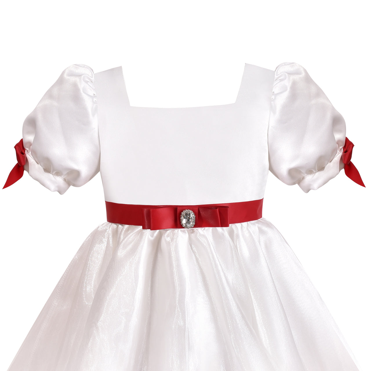 Girls Dress Halloween Square Collar Layer Skirt Puff Short Sleeve Size 4-14 Years