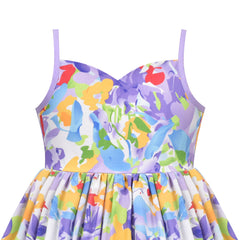 Girls Dress High-low Multi-color Adjustable Spaghetti Sleeveless Size 5-10 Years