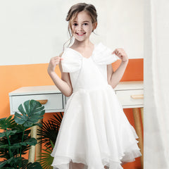 Girls Dress Princess Hi-lo Off White Pearl Pageant Dancing Ball Size 6-12 Years