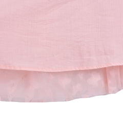 Girls Dress 3D Butterfly Pink Lace Top Sweet Square Collar Short Sleeve Size 5-10 Years