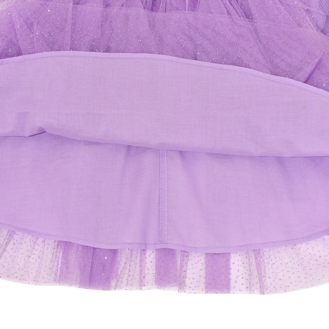 Girls Dress Purple Glitter Tulle Zigzag Trim Ruffle Flare Long Sleeve Size 6-12 Years