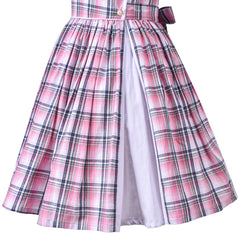 Girls Dress White Red Check Plaid Sweet Vintage Classic Puffy Sleeveless Size 5-10 Years