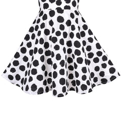 Girls Dress Black Dot Square Collar Lace Trim Puffy Skirt Bud Short Sleeve Size 4-8 Years