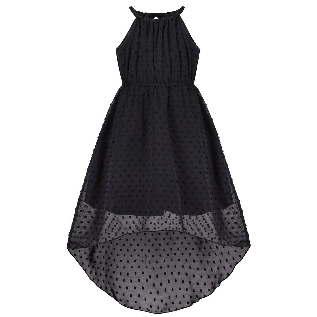 Girls Dress Swiss Dot Hi-lo Skirt Sweet Halter Sleeveless Size 6-14 Years