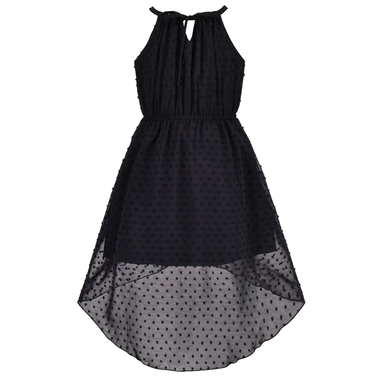 Girls Dress Swiss Dot Hi-lo Skirt Sweet Halter Sleeveless Size 6-14 Years