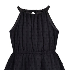Girls Dress Swiss Dot Hi-lo Skirt Sweet Halter Sleeveless Size 6-14 Years