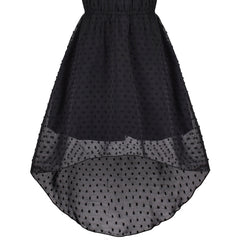 Girls Dress Swiss Dot Hi-lo Skirt Sweet Halter Sleeveless Size 6-14 Years