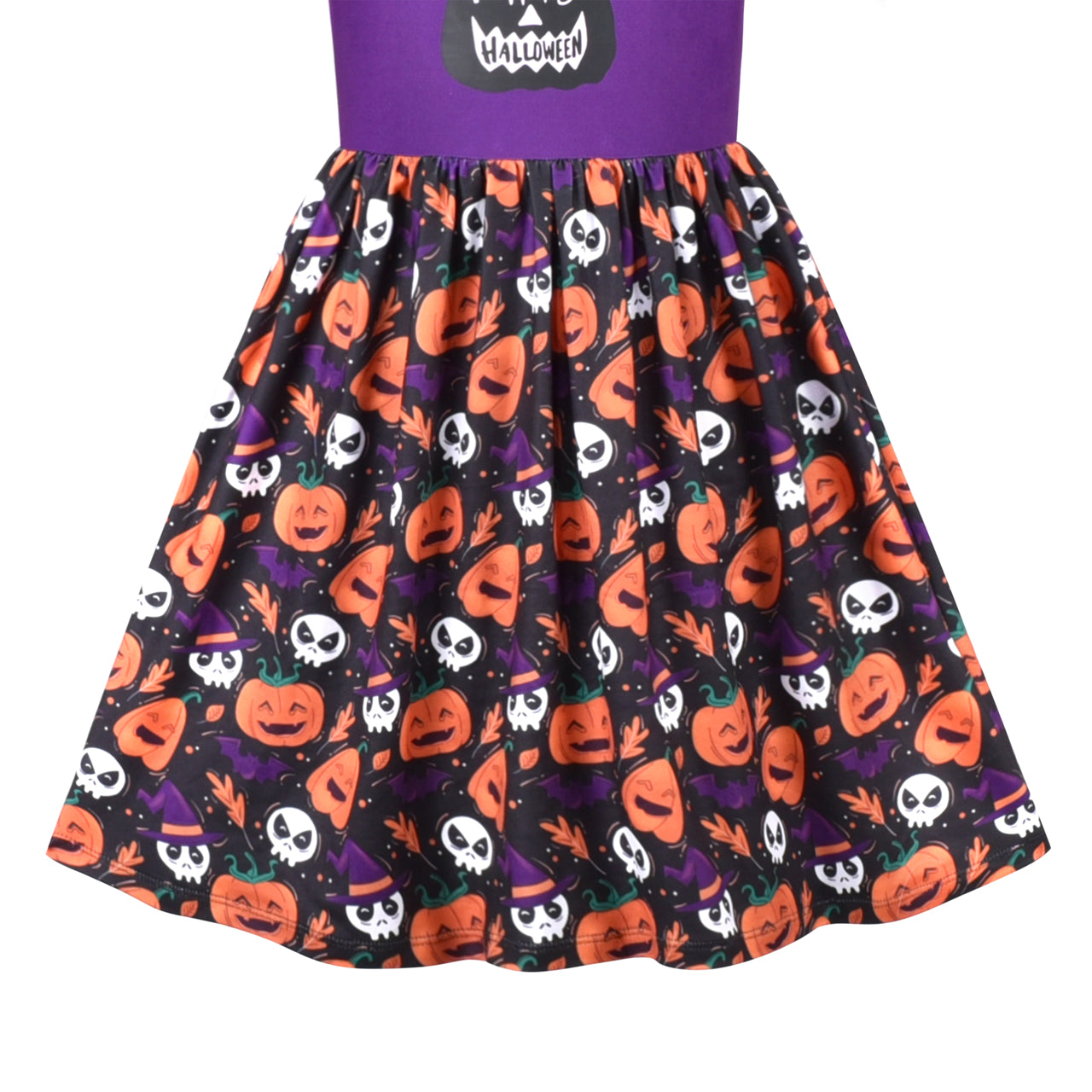 Girls Dress Halloween T-shirt Backless Pumpkin Face Long Sleeve Size 2-12 Years