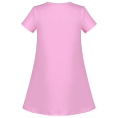 Girls Dress T-shirt Pink Rainbow Dog Bicycle Planet Star Short Sleeve Size 3-8 Years