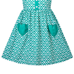 Girls Dress Spaghetti Heart Pocket Plaid Green Sundress Sleeveless Size 6-12 Years