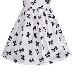 Girl Dress Black White Bow Tie Sleeveless Sundress Cotton Butterfly Size 5-10 Years