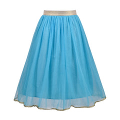 Girl Dress Blue Gold 3 Piece Tutu Sequin Ethnic Lehenga Choli Duppata Size 6-12 Years