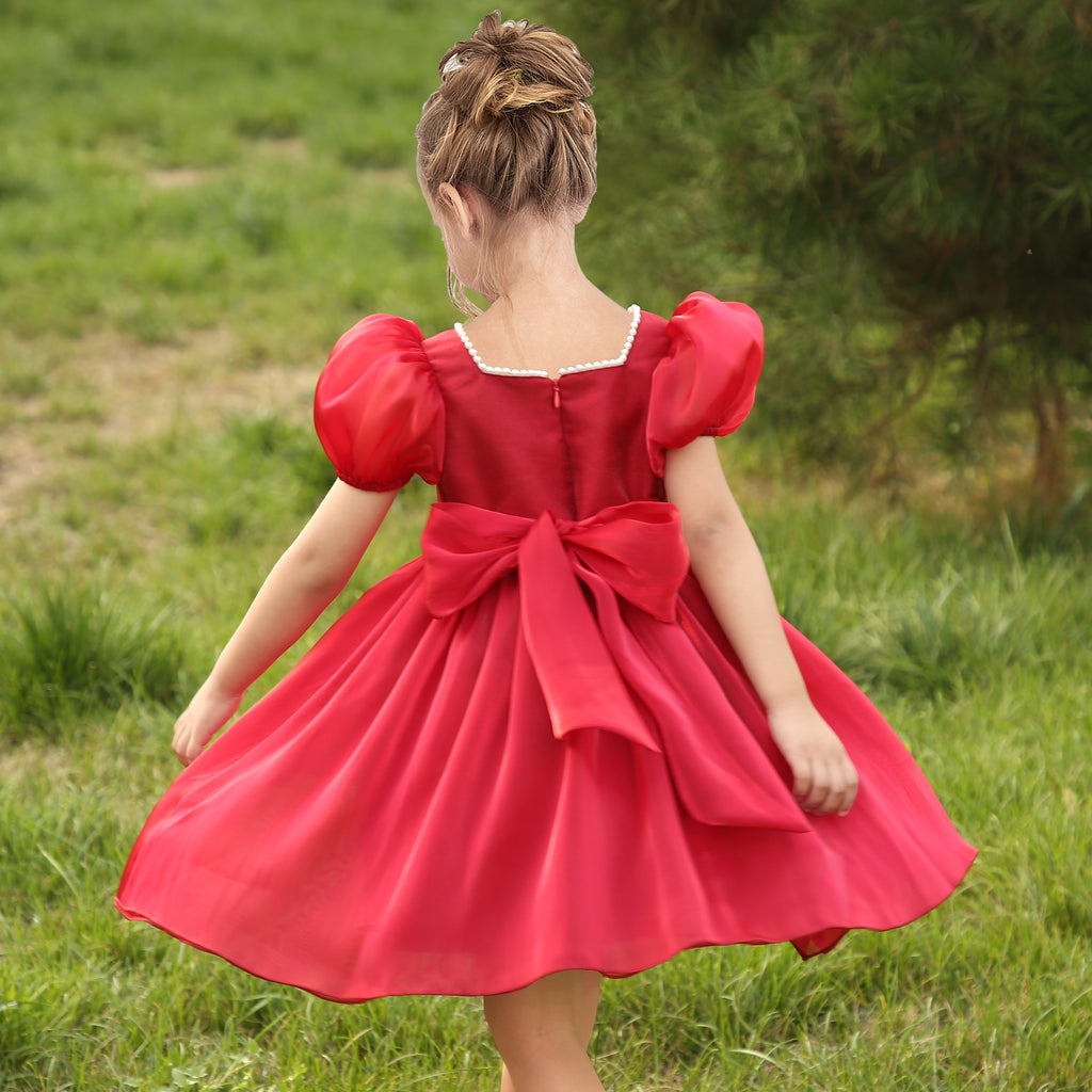 Red New Year Dress Girl | Dress Red | MyBabyByMerry – MyBabyByMerry