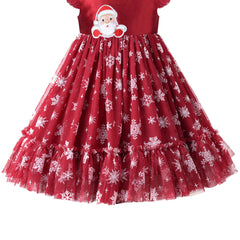 Girls Dress Red Christmas Santa Claus Snow Holiday Party Pageant Size 4-8 Years