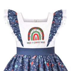 Girls Dress Vintage Candy Cane Princess Merry Christmas Ruffle Size 4-8 Years