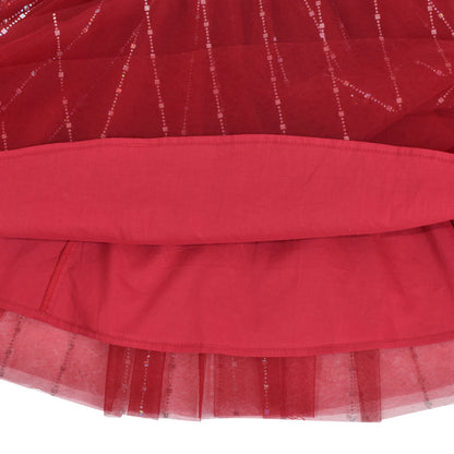 Sunny Fashion Girls Red Rhinestone Puff Sleeve Party Dress