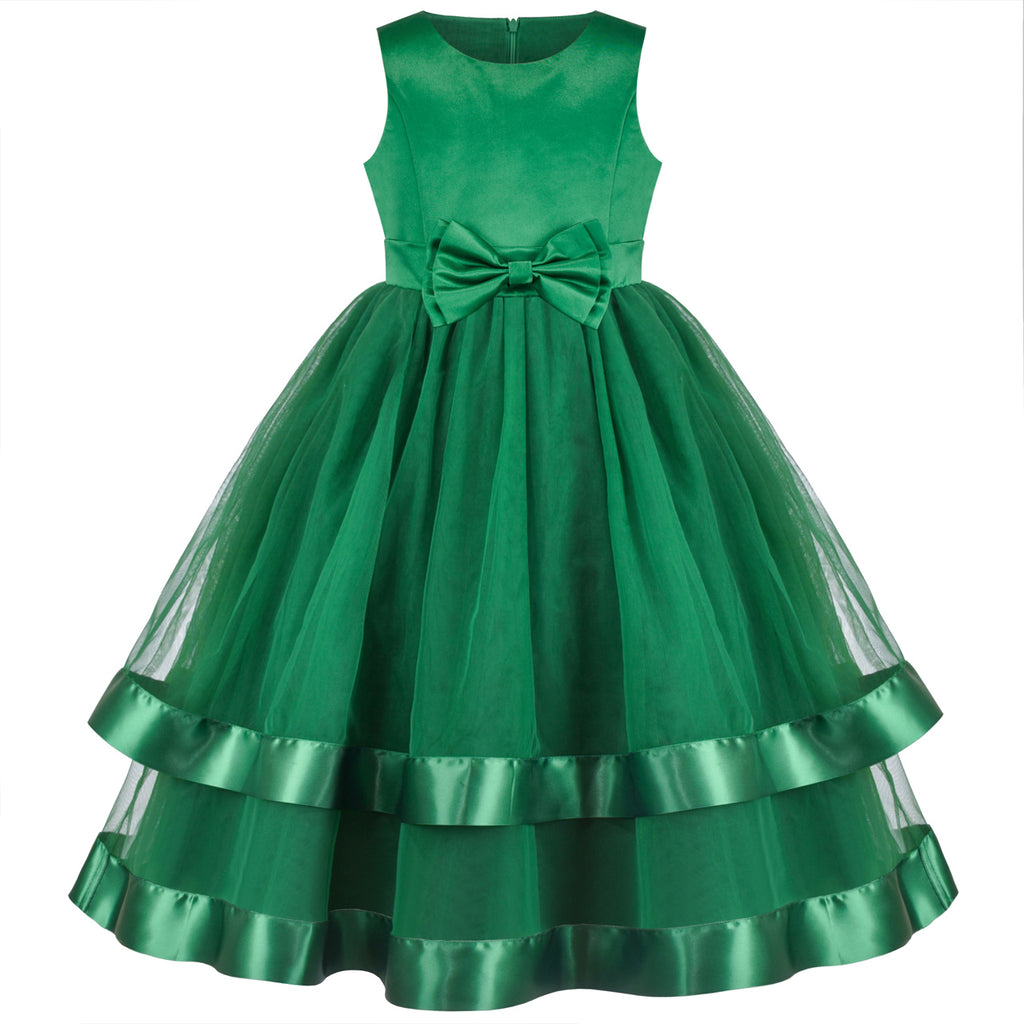 Flower Girls Dress Green Formal Party Princess Pageant Ball Gown Size 6-12 Years
