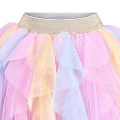 Girls Skirt Rainbow Layered Ruffle Fluffy Tutu Princess Party Birthday Size 2-12 Years