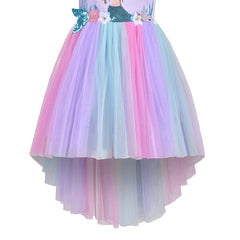 Girls Dress Multicolor Rainbow Mermaid Tail Princess Birthday Party Size 4-10 Years