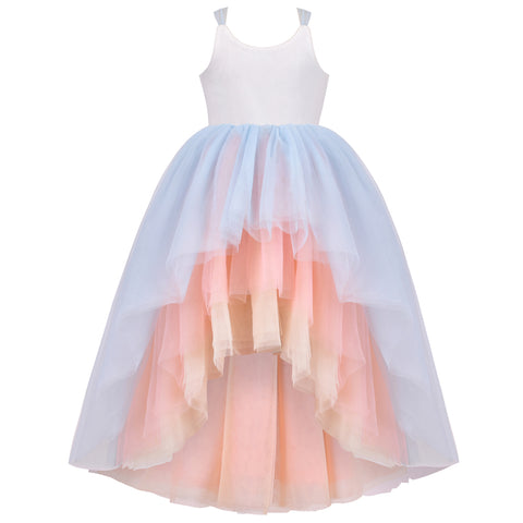 Girls Dress Multicolor Layered Pleated Tulle Dance Wedding Pageant Party Size 4-8 Years