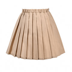 Girls Skirt Beige Pleated School Uniform Daily High Waist Elastic Tennis Size 6-14 Years