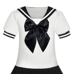 Girls Dress Black Sailor School Uniform Big Bow Tie Size 6-14 Years