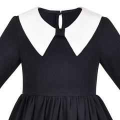 Girls Dress Black White Collar Daily School Uniform Cozy Cotton Size 5-10 Years