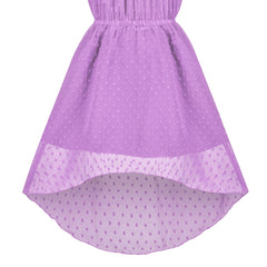 Girls Dress Purple Swiss Dot Hi-lo Halter Chiffon Wedding Party Carnival Size 6-12 Years