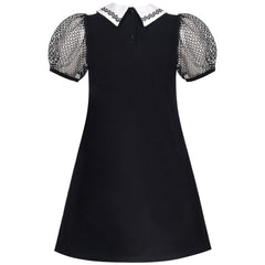 Girls Short Sleeve Tee T-Shirt Black Mesh Short Sleeves Mini Dress Size 4-8 Years