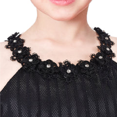 Girls Dress Black Lace Rhinestone Halter Neck Formal Party Ball Gown Size 5-12 Years