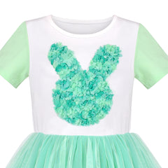 Girls Dress Green Rabbit Layered Pleated Tulle Party Casual Easter Size 6-10 Years