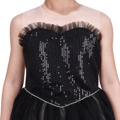 Girls Dress Black Lace Mesh Tulle Sequin Party Princess Pageant Gown Size 6-12 Years