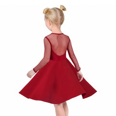 Girls Dress Red Sheer Mesh Long Pearl Cotton Festival Christmas Size 6-12 Years
