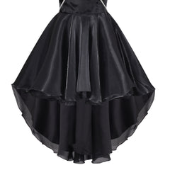 Girls Dress Black Hi-lo Pearl Organza Bow Tie Formal Pageant Ball Gown Size 6-12 Years