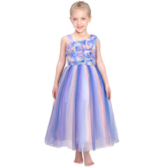Girls Dress Purple Rainbow Floral Bloom Party Wedding Pageant Size 6-12 Years