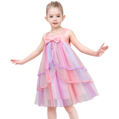Girls Dress Multicolor Princess Tulle Rainbow Sundress Summer Holiday Size 5-12 Years