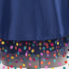 Girls Dress Multicolor Rainbow Polka Dot Vintage Blue Tulle Party Gown Size 6-12 Years