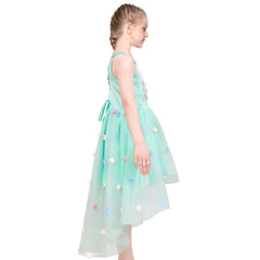 Flower Girls Dress Green Embroidery Hi-lo Wedding Bridesmaid Pageant Size 6-12 Years