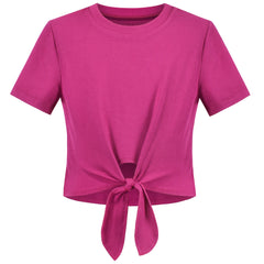 Girls Crop Top 3-Pack Rib-Knit Tie Knot Hem Basic Comfortable Casual Short Size 4-10 Years